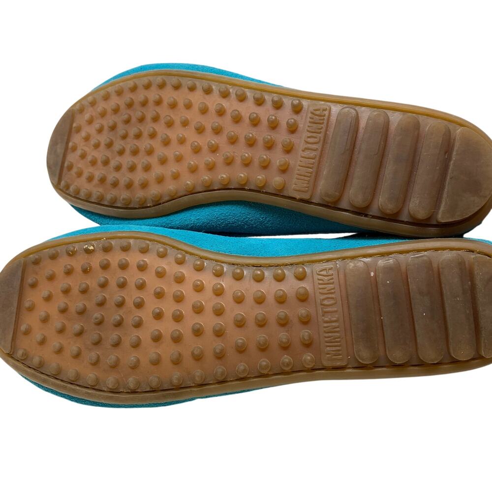 Minnetonka Shoes Womens 9 Turquoise Hand Beaded Fringe Kiltie Moc Toe Slip-On - Picture 5 of 7